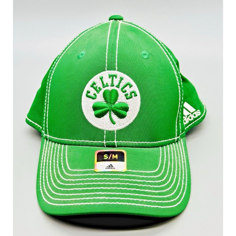 Boston Celtics Adidas Flex Fitted OSFA Hat Cap Men Women NBA Basketball Green‎